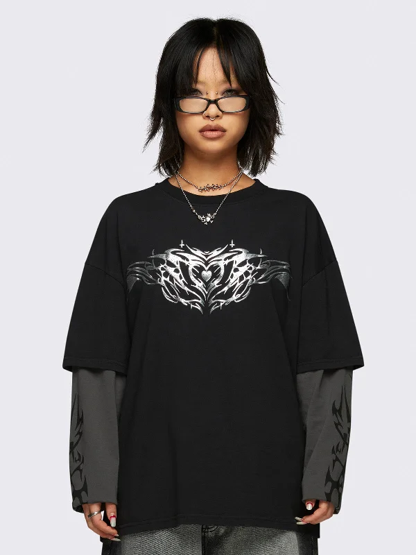 Silver Heart Layered T-shirt