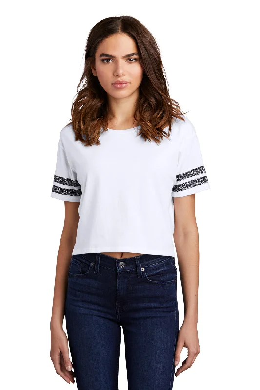 District Womens Scorecard Crop Short Sleeve Crewneck T-Shirt - White/Black - Closeout