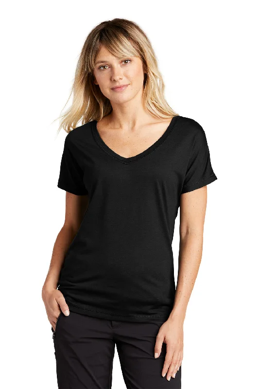 Sport-Tek Womens Moisture Wicking Short Sleeve V-Neck T-Shirt - Black - Closeout