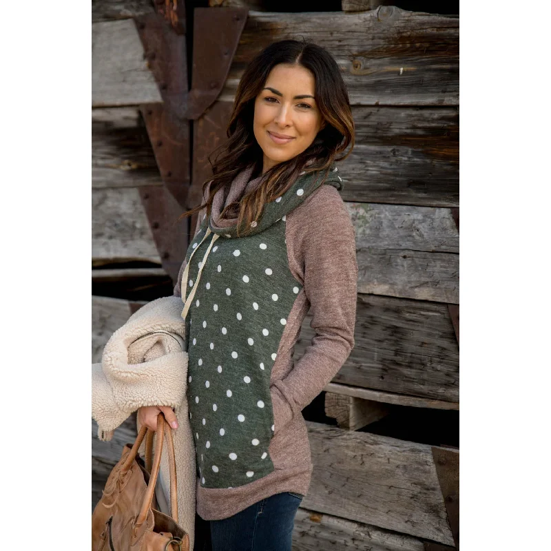 Polka Dot Body Cowl Neck Sweatshirt