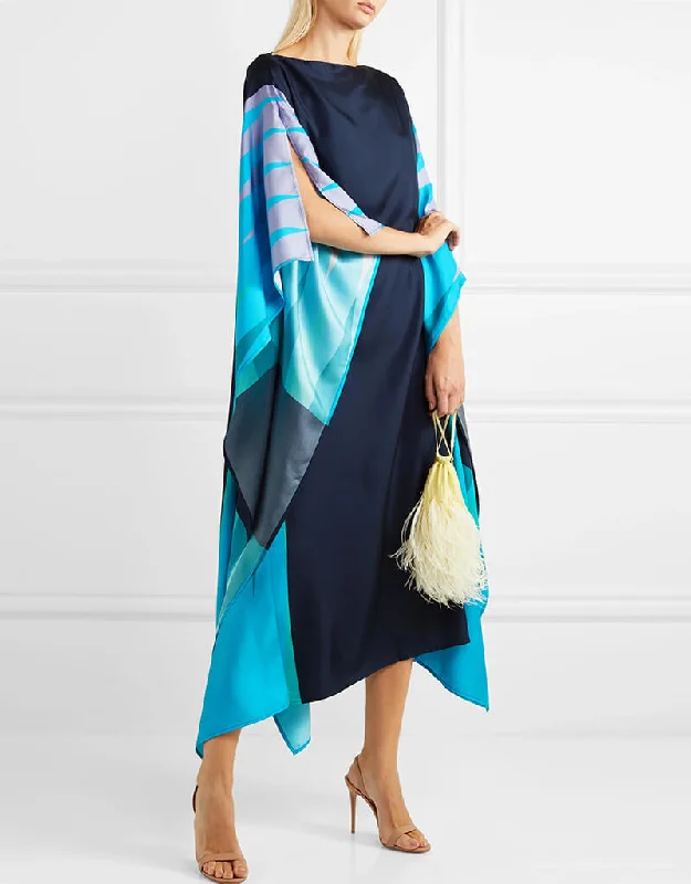 Blue Latest Soft Silk Crepe Kaftan