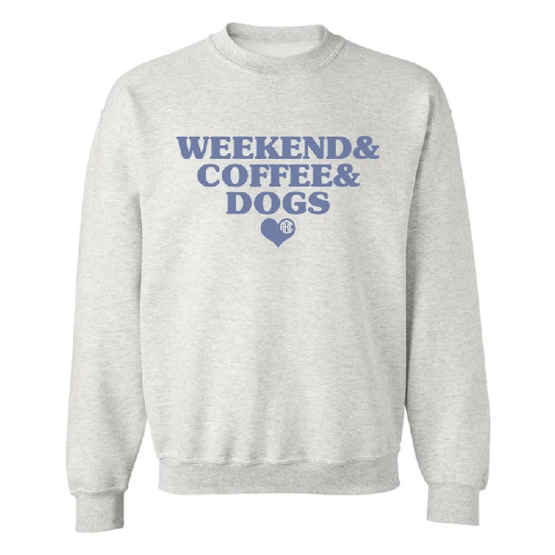 Monogrammed 'Weekend & Coffee & Dogs' Crewneck Sweatshirt