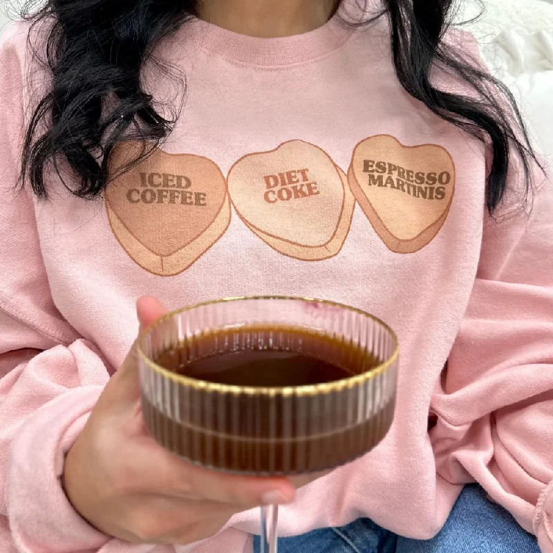 ‘Favorite Drinks Candy Hearts' Crewneck Sweatshirt