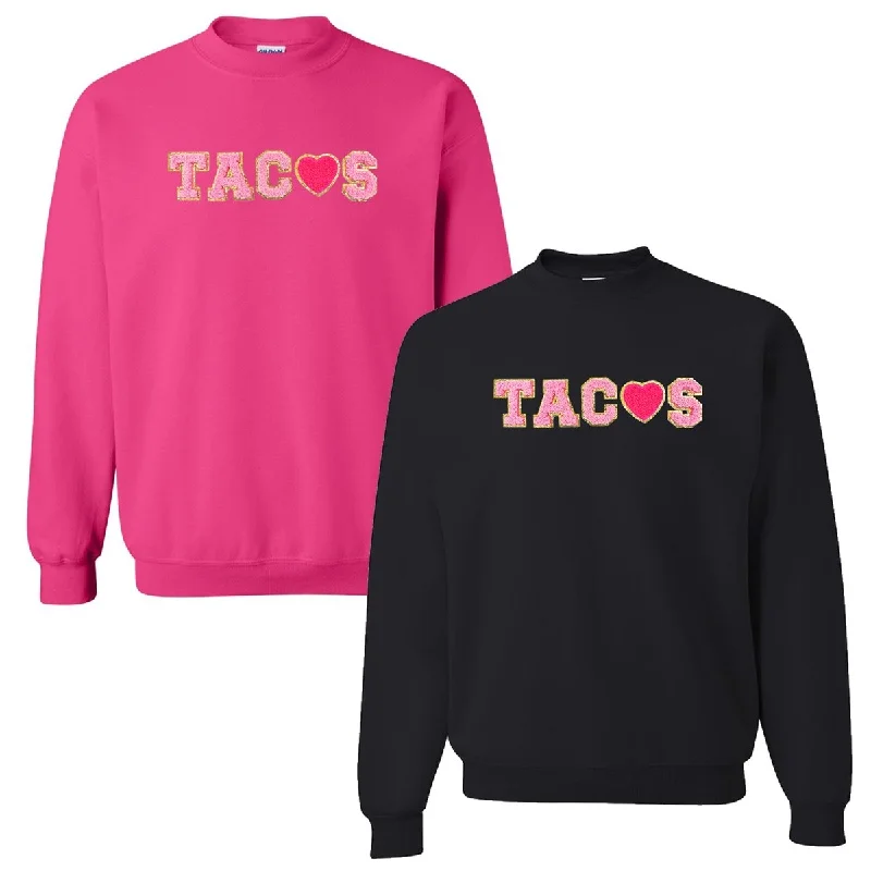 Tacos Letter Patch Crewneck Sweatshirt