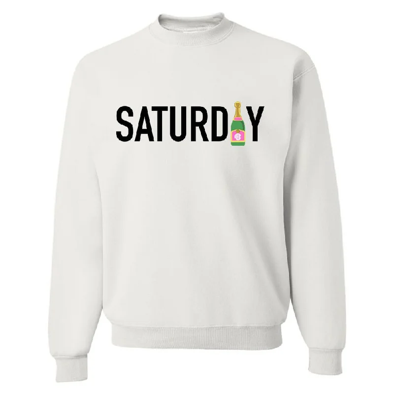 Monogrammed 'Champagne Saturday' Crewneck Sweatshirt