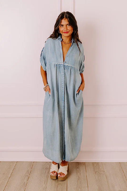 NYC Ready Chambray Maxi Dress