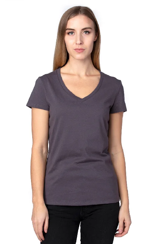 Threadfast Apparel Womens Ultimate Short Sleeve V-Neck T-Shirt - Graphite Grey