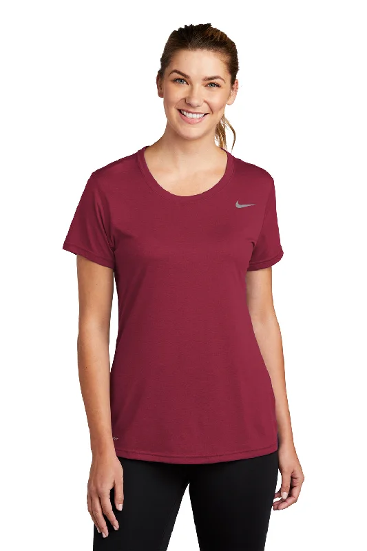 Nike Womens Legend Dri-Fit Moisture Wicking Short Sleeve Crewneck T-Shirt - Team Maroon - Closeout