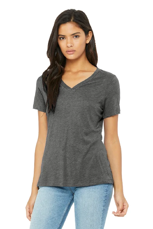 Bella + Canvas Womens Short Sleeve V-Neck T-Shirt - Grey