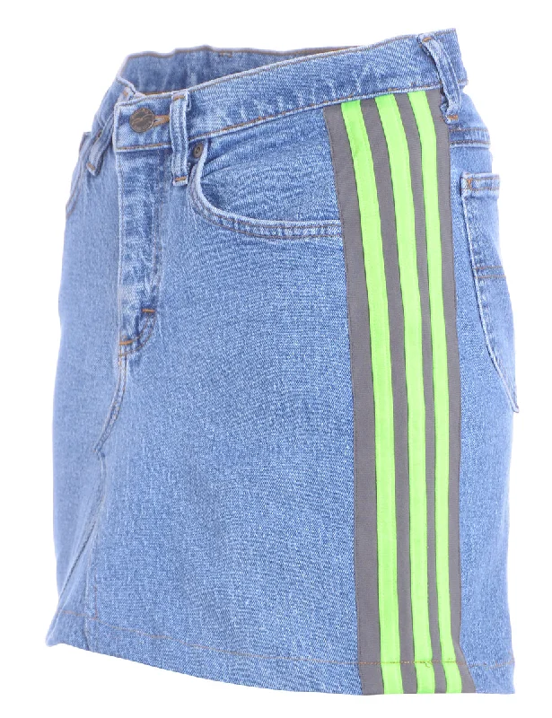 Reworked Steph Branded Stripe Denim Skirt