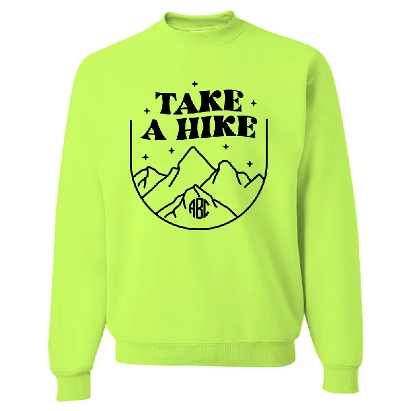 Monogrammed 'Take A Hike' Neon Crewneck Sweatshirt