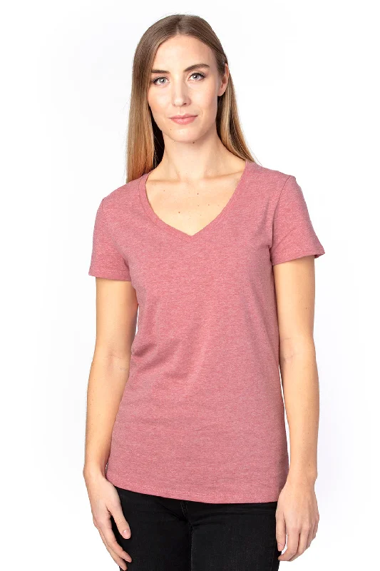 Threadfast Apparel Womens Ultimate Short Sleeve V-Neck T-Shirt - Heather Maroon