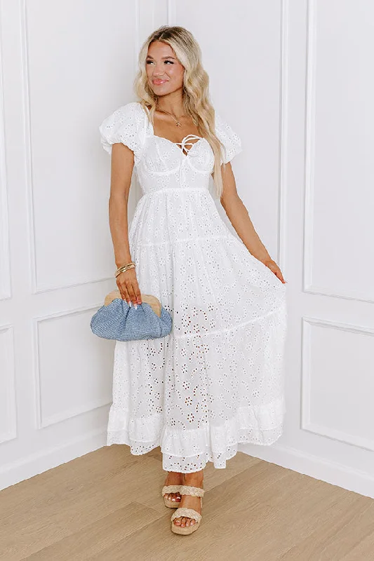 Oh So Sweet Eyelet Maxi Dress in White