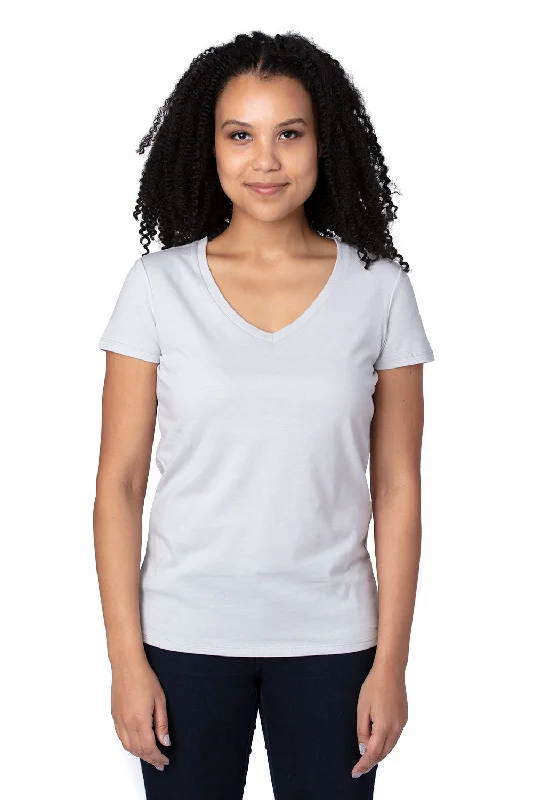 Threadfast Apparel Womens Ultimate Short Sleeve V-Neck T-Shirt - Silver Grey