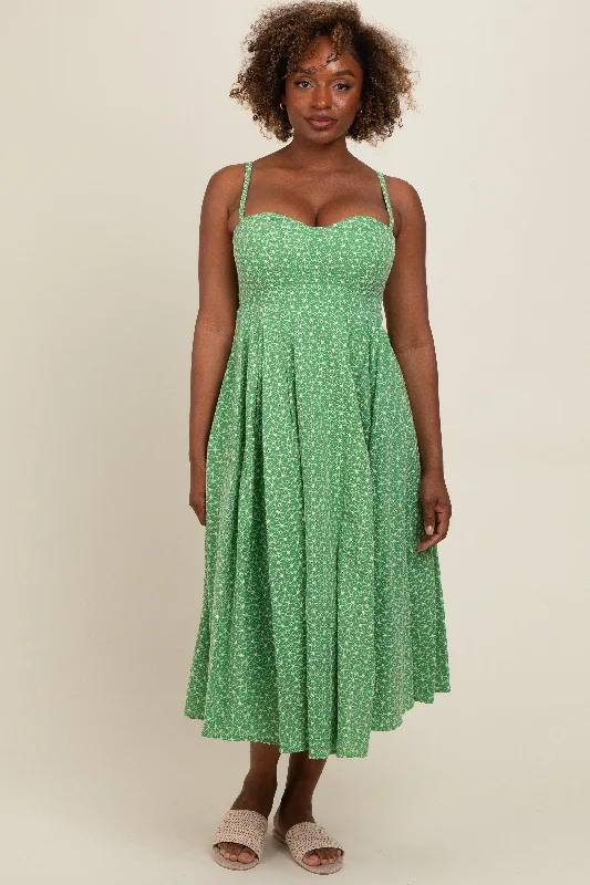 Green Floral Embroidered Maxi Dress