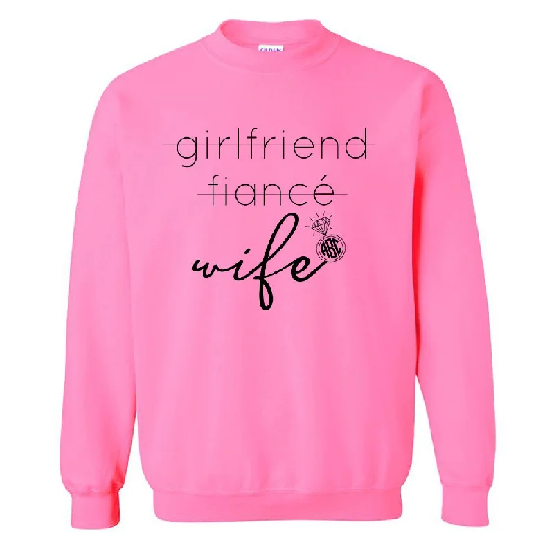 Monogrammed 'Wife' Neon Crewneck Sweatshirt