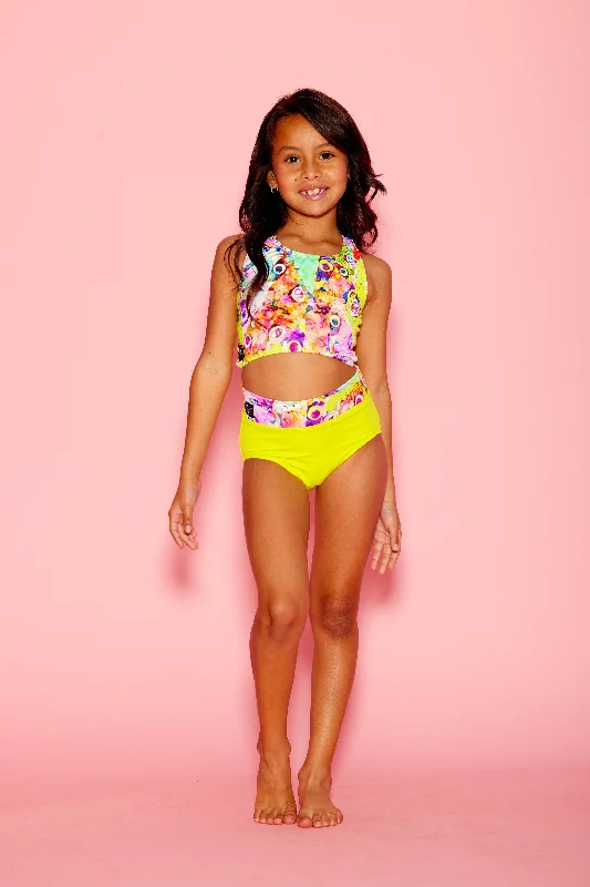 Back It Up Crop Top - Butterflies/Neon Yellow - Ready To Ship - Sale