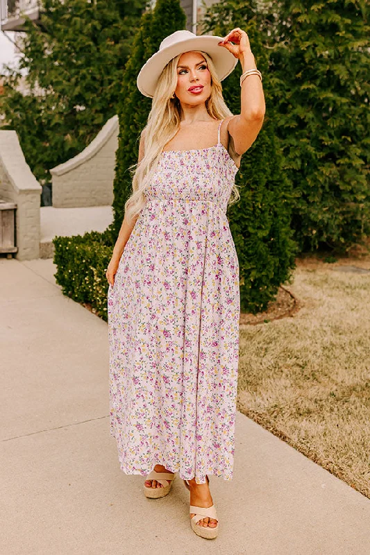 Smiles and Sunshine Floral Maxi in Lavender Curves