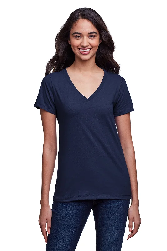 Next Level Womens Eco Performance Moisture Wicking Short Sleeve V-Neck T-Shirt - Midnight Navy Blue - Closeout