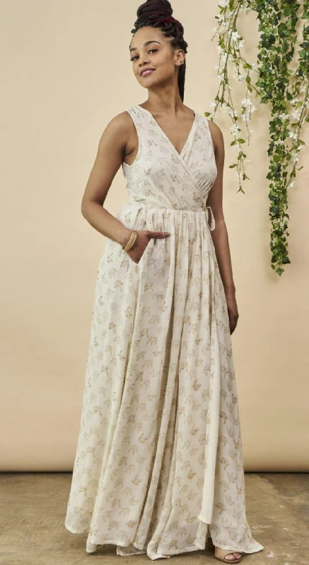 Ginkgo Leaf Maxi Wedding Dress in Cream + Copper