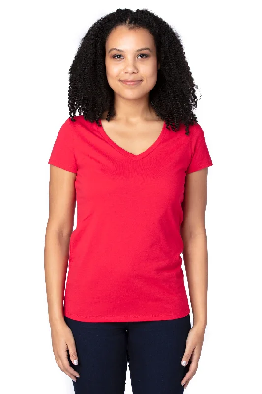 Threadfast Apparel Womens Ultimate Short Sleeve V-Neck T-Shirt - Red