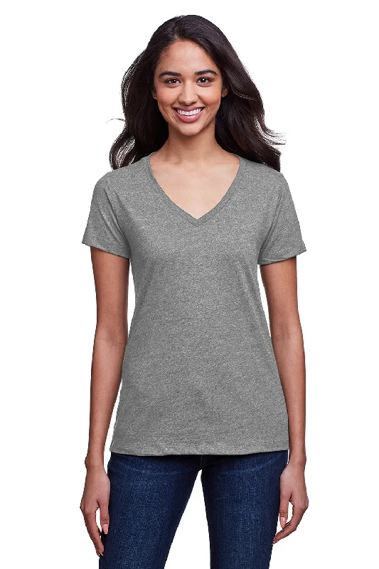 Next Level Womens Eco Performance Moisture Wicking Short Sleeve V-Neck T-Shirt - Heather Dark Grey - Closeout