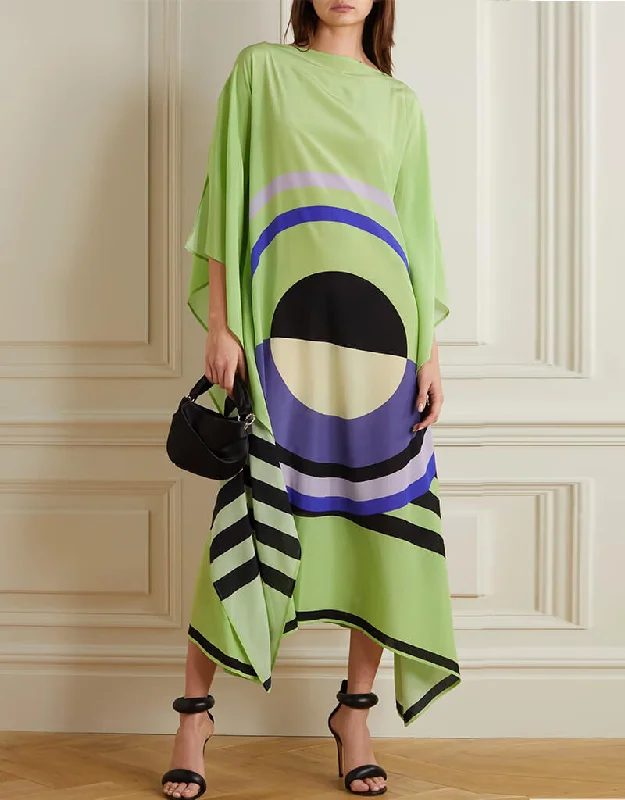 Light Green Silk Crepe Kaftan