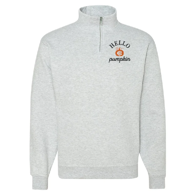 Monogrammed 'Hello Pumpkin' Quarter Zip Sweatshirt