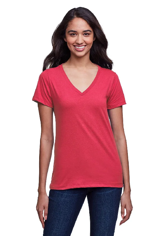 Next Level Womens Eco Performance Moisture Wicking Short Sleeve V-Neck T-Shirt - Heather Red - Closeout