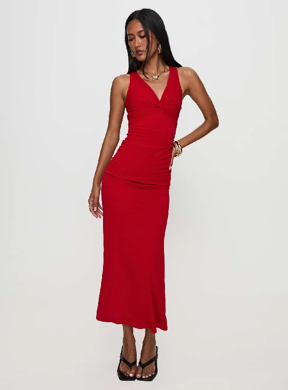 Mesmerise Halter Maxi Dress Red