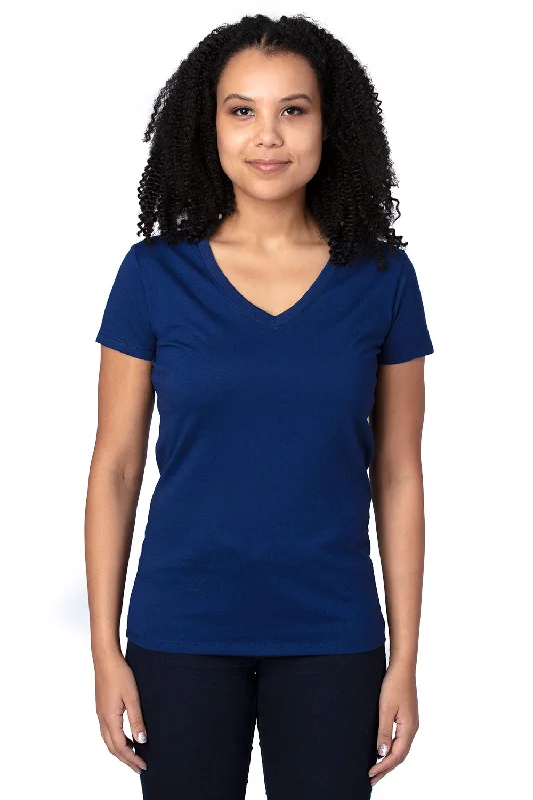 Threadfast Apparel Womens Ultimate Short Sleeve V-Neck T-Shirt - Navy Blue